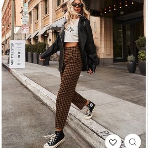 12th Tribe x The Salty Blonde Bishop Tan Checkered Trouser